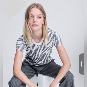 Rag and bone zebra all over t shirt, black & white, XS